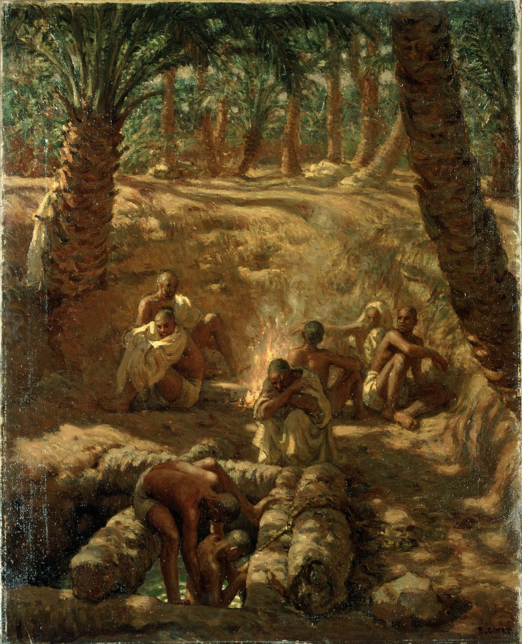 Berbers at an Oasis Well (olje på lerret) av Alphonse Etienne Dinet