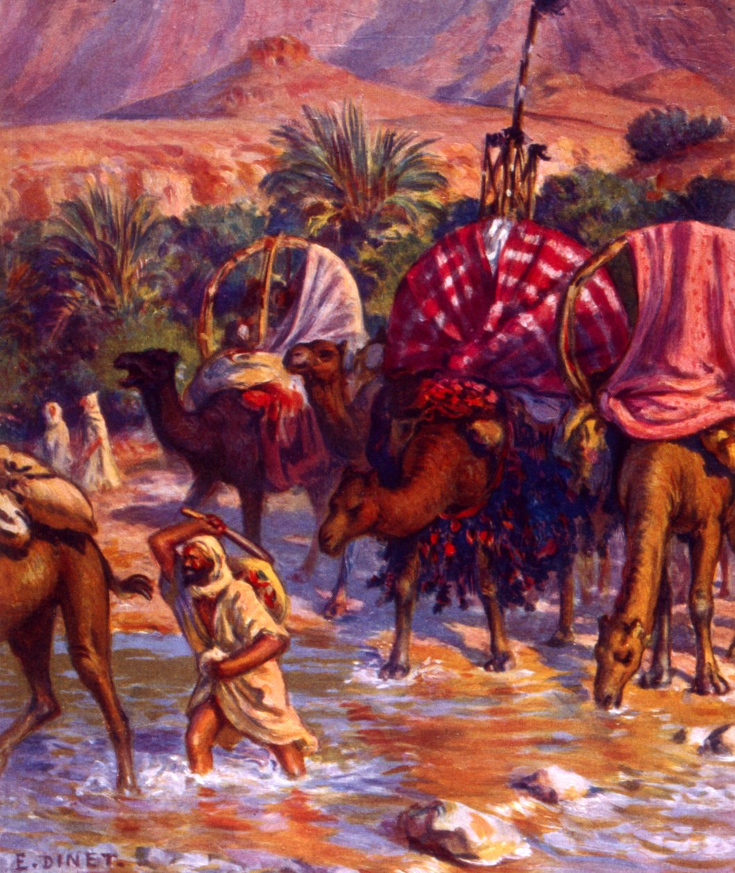 Gruppe av arabiske nomader i ørkenen. av Nasreddine Dinet (Alphonse-Étienne Dinet). 1861 1929. en fransk orientalistisk maler 1918 av Alphonse Etienne Dinet