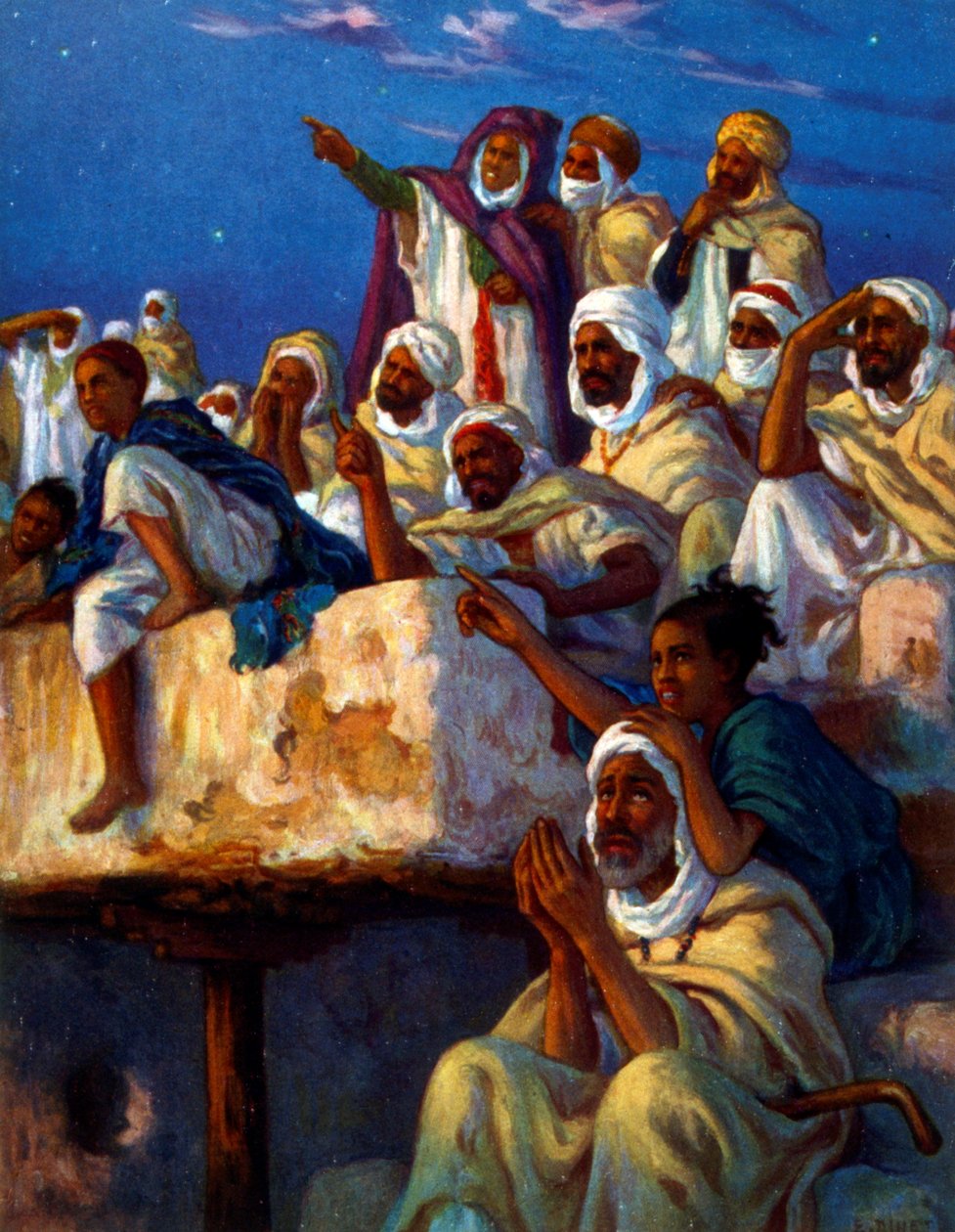 Illustrasjon som viser arabere ved bønn under Ramadan-perioden. Av Nasreddine Dinet (Alphonse-Étienne Dinet). 1861 1929 av Alphonse Etienne Dinet