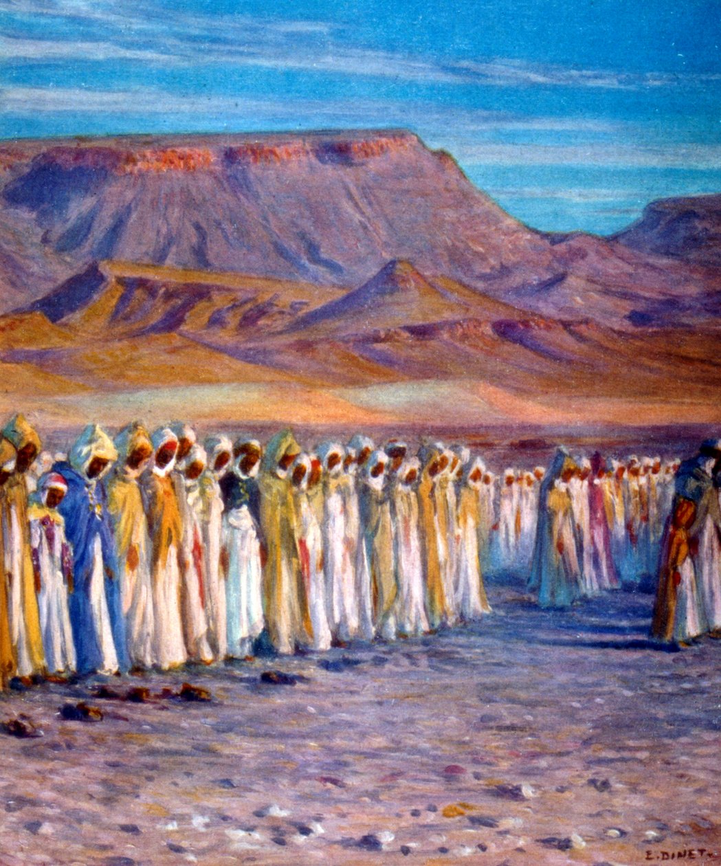 Illustrasjon som viser muslimske arabiske pilegrimer på vei til Mekka. av Nasreddine Dinet (Alphonse-Étienne Dinet). 1861 1929 av Alphonse Etienne Dinet