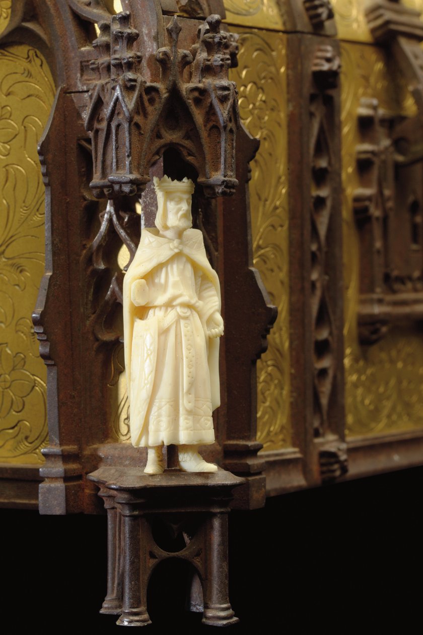 Detalj av et smykkeskrin fra gotisk vekkelse, ca. 1880 av Alphonse Gustave Giroux