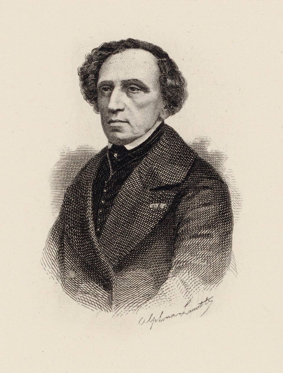 Portrett av komponisten Giacomo Meyerbeer 1791-1864, 1875. av Alphonse Lamotte