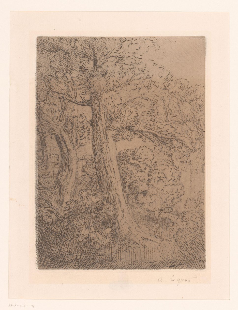 To trær av Alphonse Legros (signed by artist)