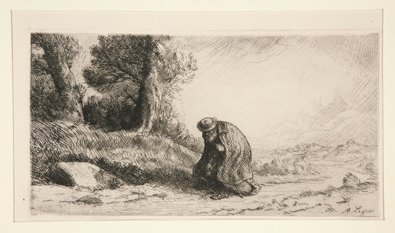 En Vagabond som rykker frem langs en bane av Alphonse Legros