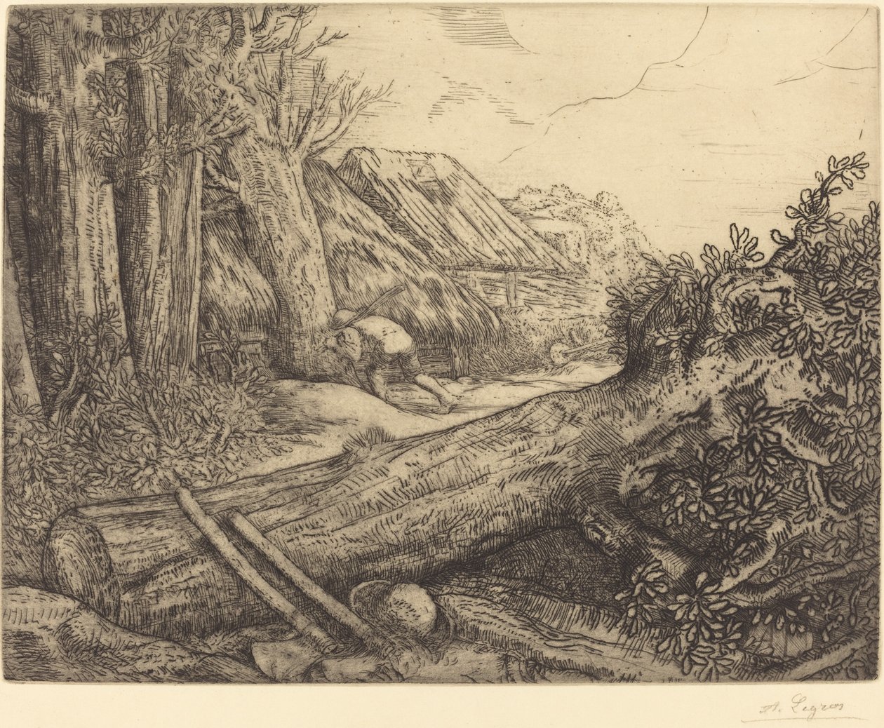 Hjemme hos trehoggerne Chez les bocherons. av Alphonse Legros