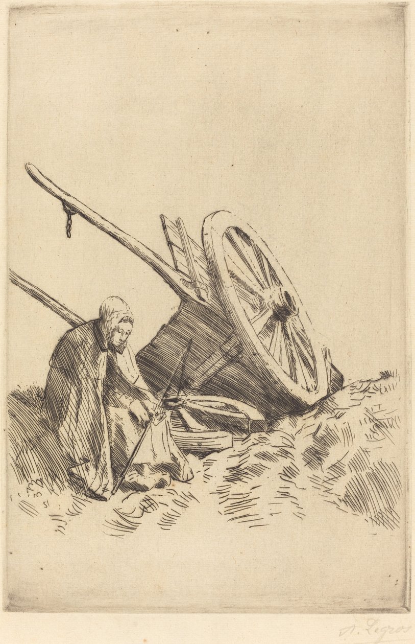 Broken Cart Den ødelagte vognen. av Alphonse Legros