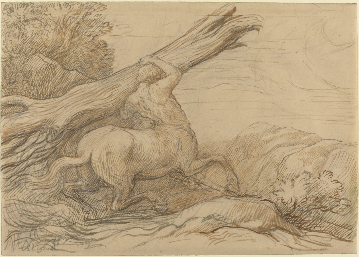 Kentaur som bærer en trestamme. av Alphonse Legros