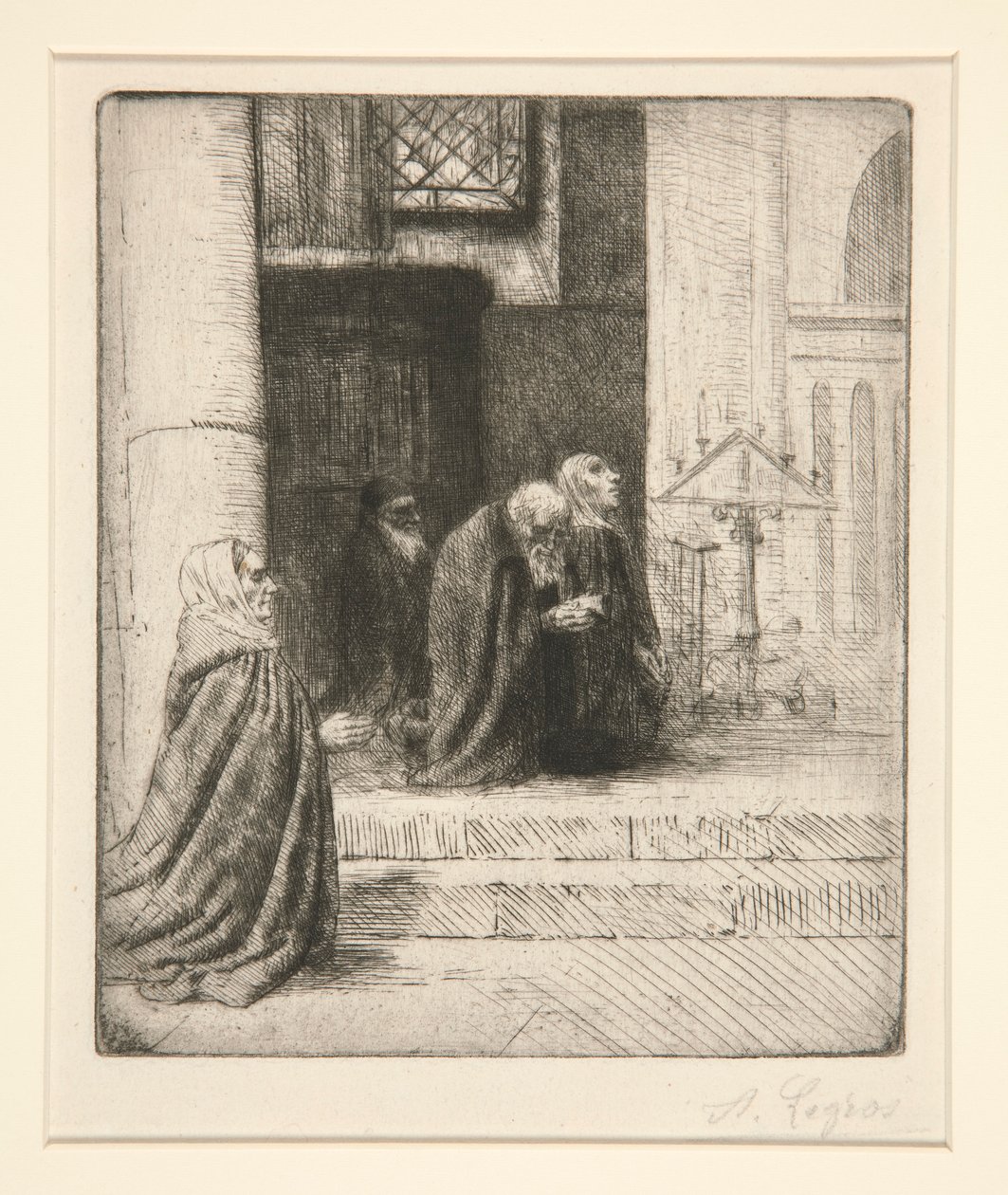 Kirkens interiør (interiør d av Alphonse Legros