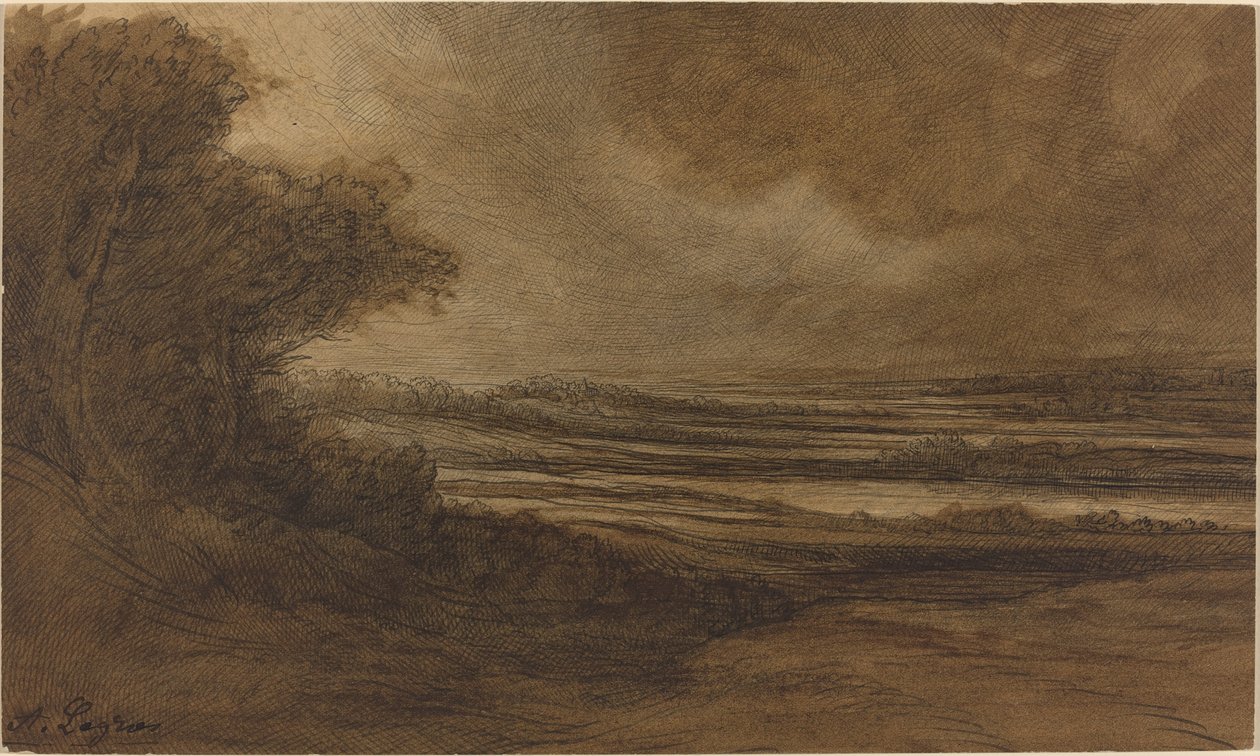 Landsbygda i Burgund [recto]. av Alphonse Legros