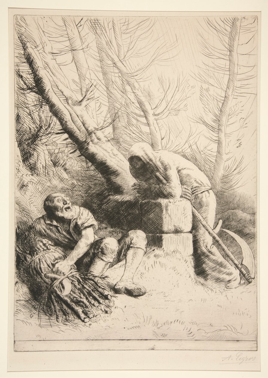 Døden og vedhoggeren av Alphonse Legros