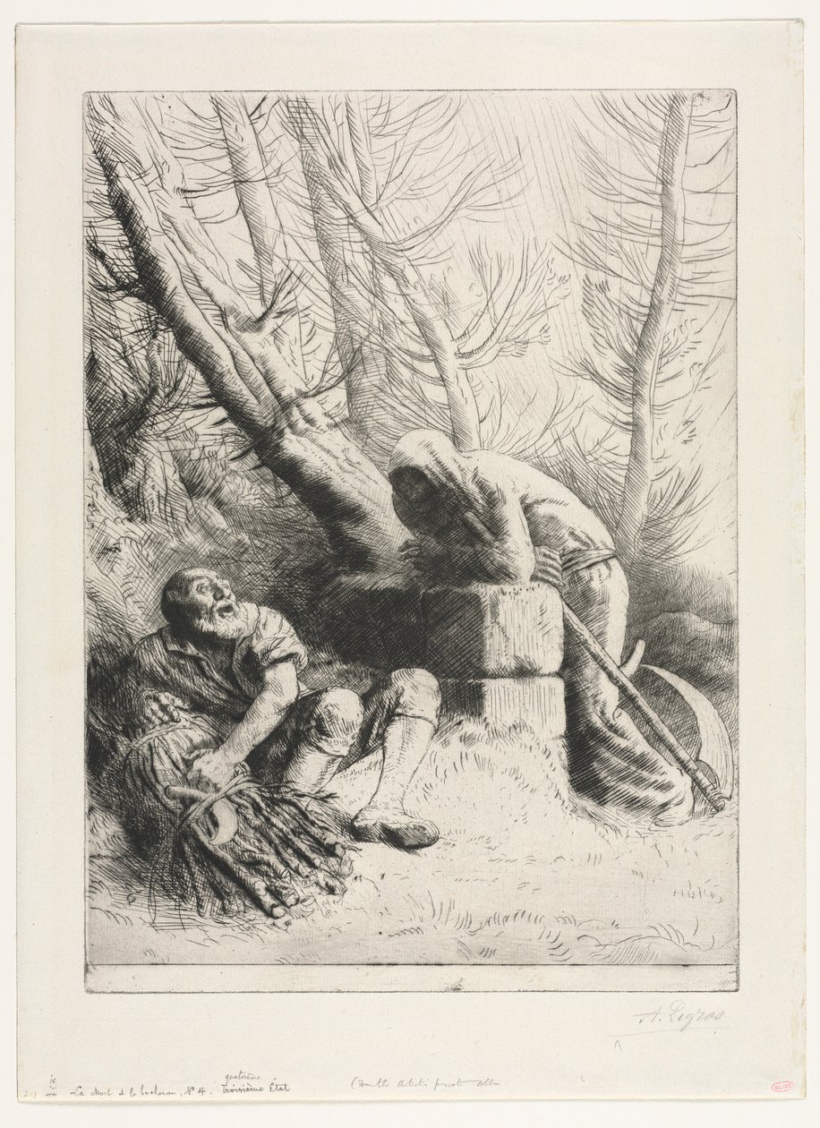 Døden og vedhoggeren, 1881. av Alphonse Legros