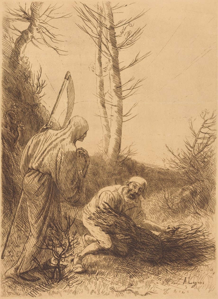 Døden og skoghuggeren, 2. plate (Le mort et le bucheron) av Alphonse Legros