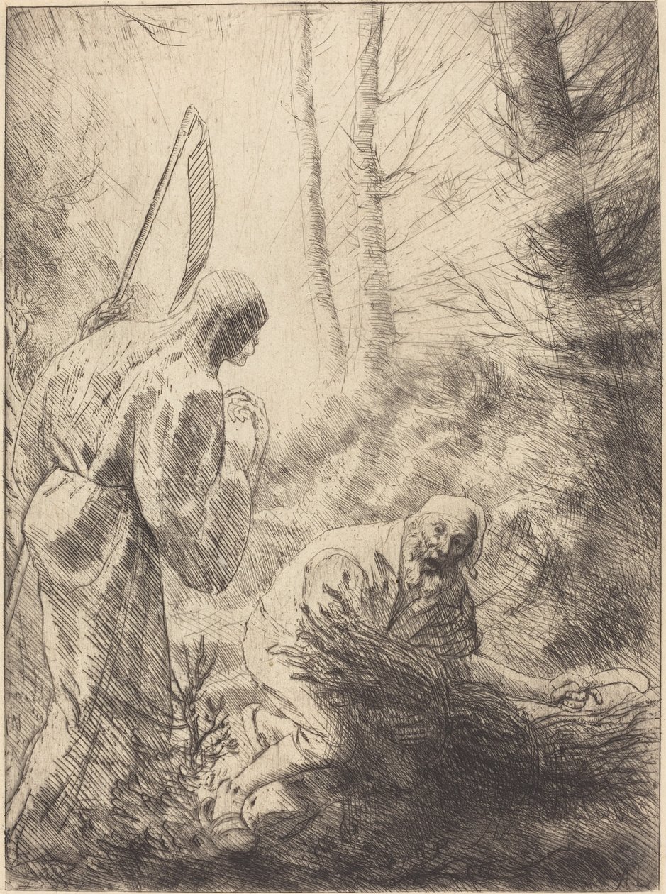 Døden og vedhoggeren, 2. plate La Mort de le bucheron. av Alphonse Legros