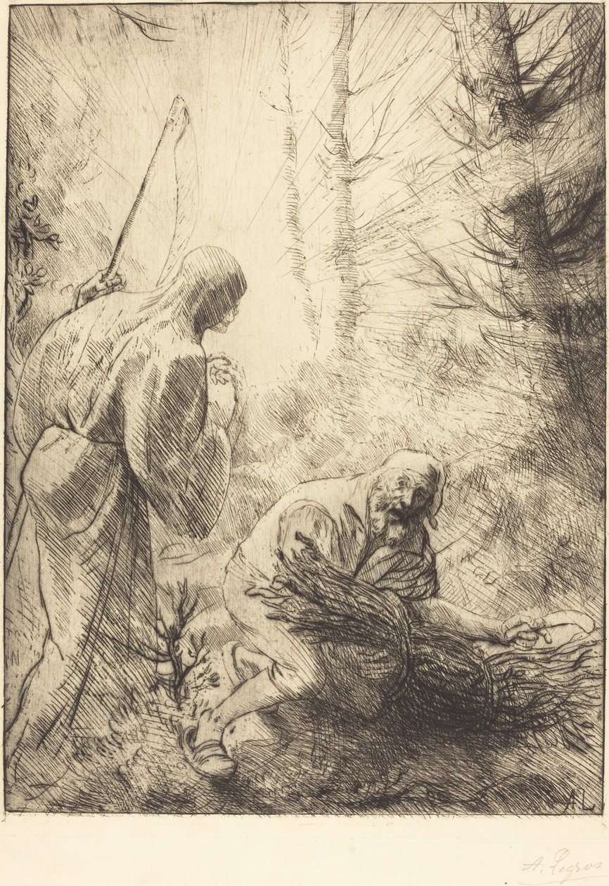 Døden og vedhoggeren, 2. plate La mort et le bucheron. av Alphonse Legros