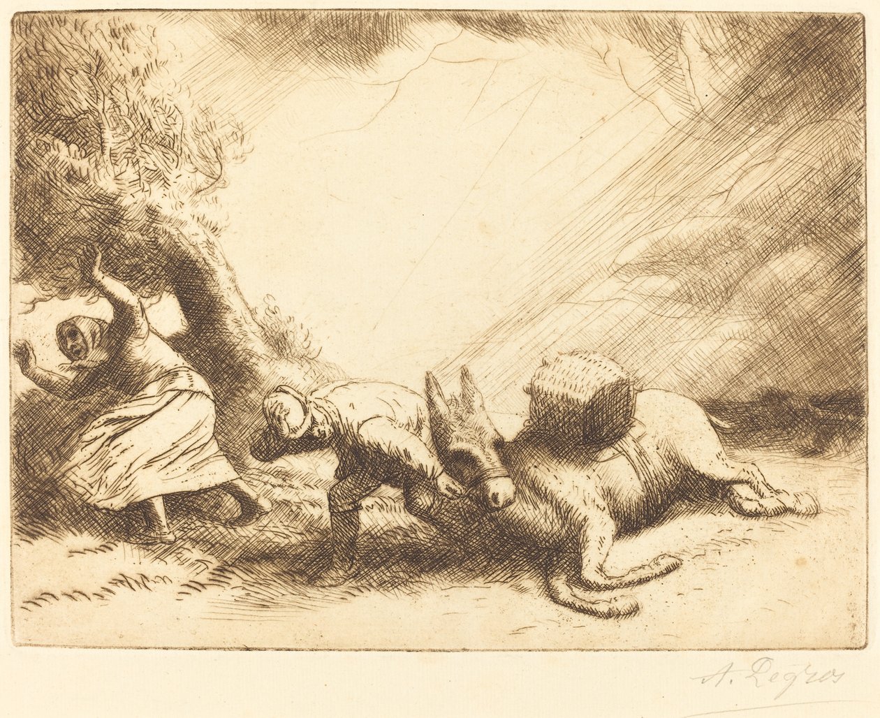 Esel opprørt av storm Esel opprørt av lyn. av Alphonse Legros