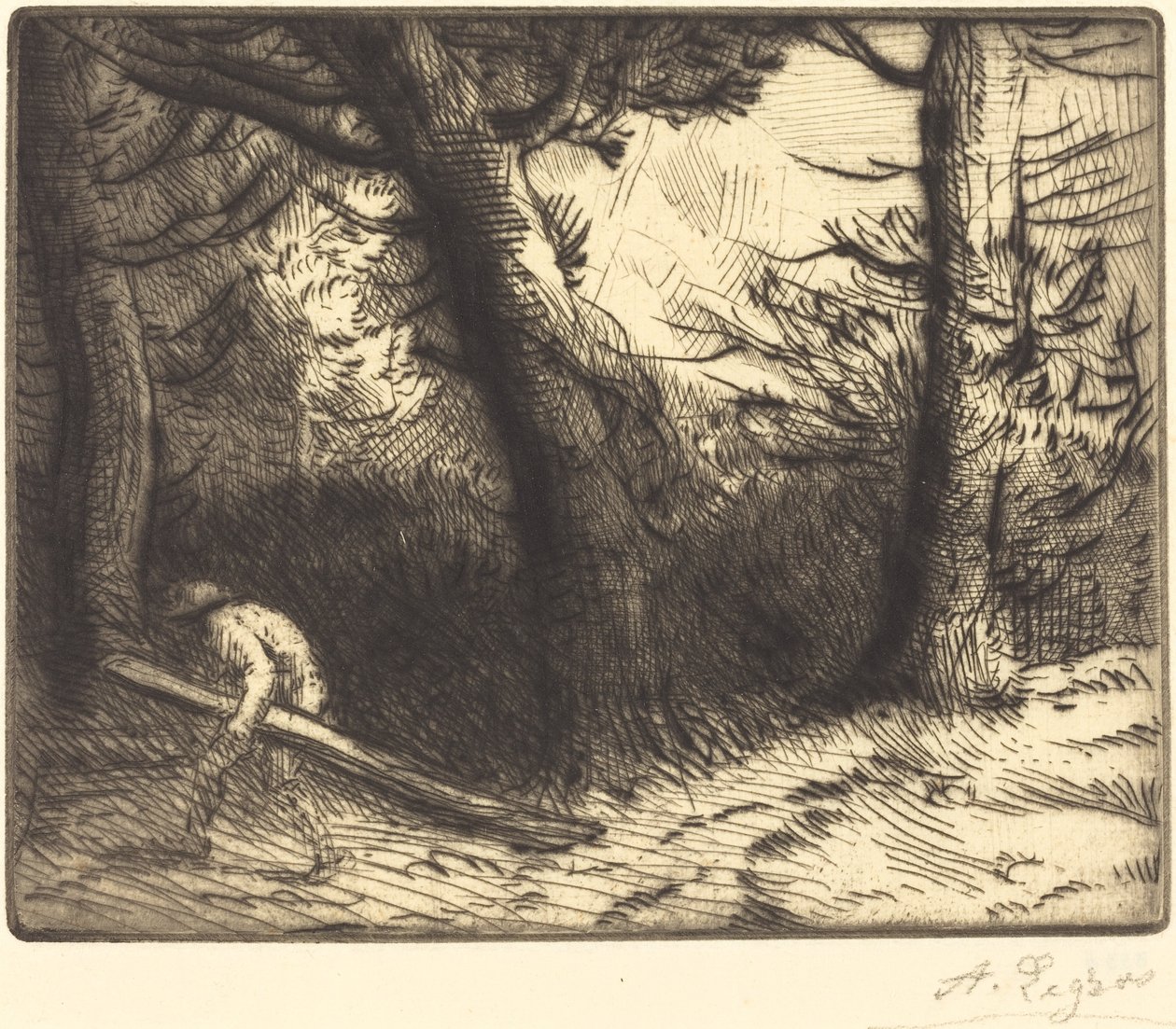 Edge of a Forest in Bourgogne Un coin de foret en Bourgogne. av Alphonse Legros