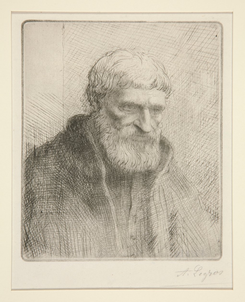 Etude de vieillard (Studium av en gammel mann) av Alphonse Legros