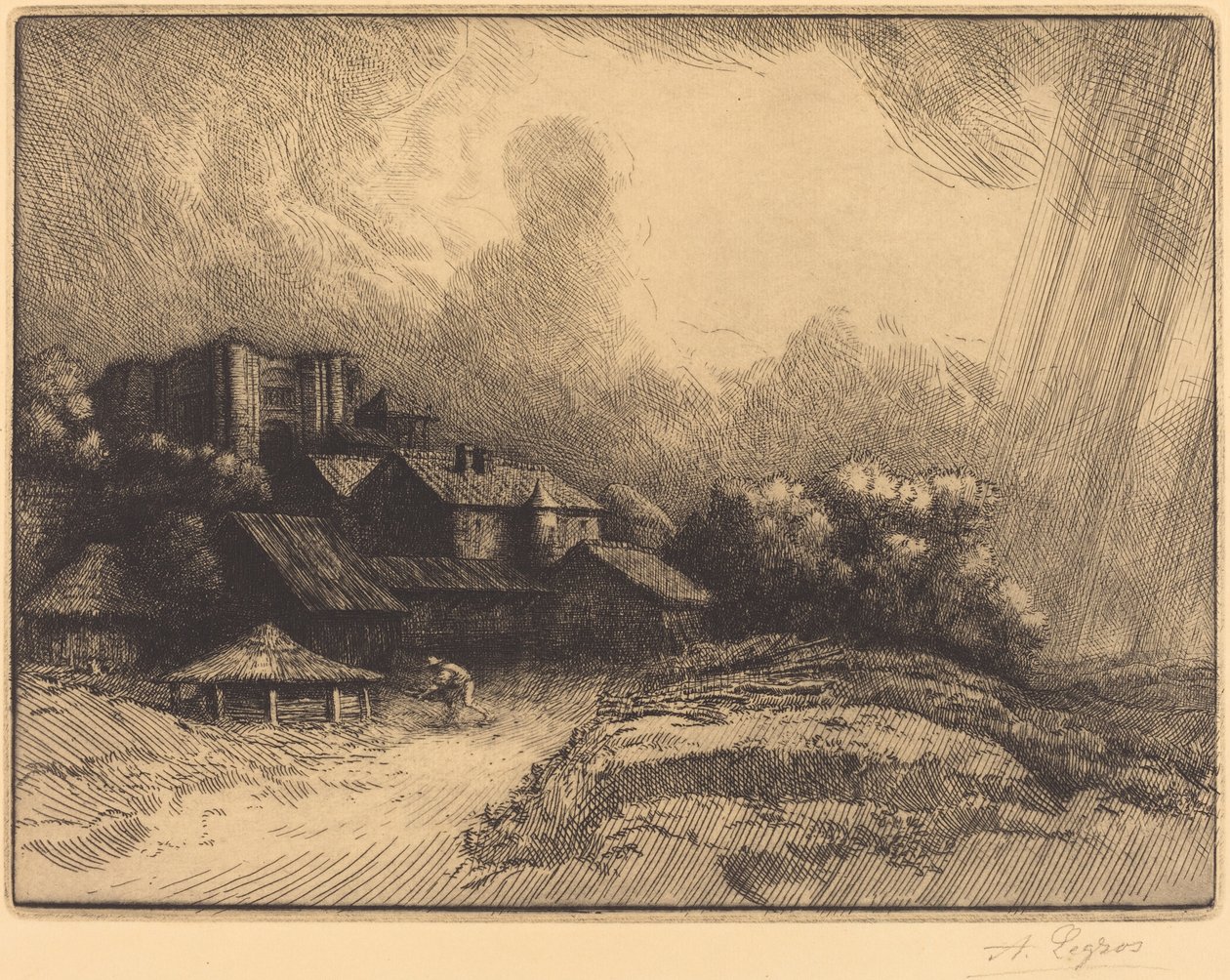 Gård ved klosteret The Abbey Farm. av Alphonse Legros