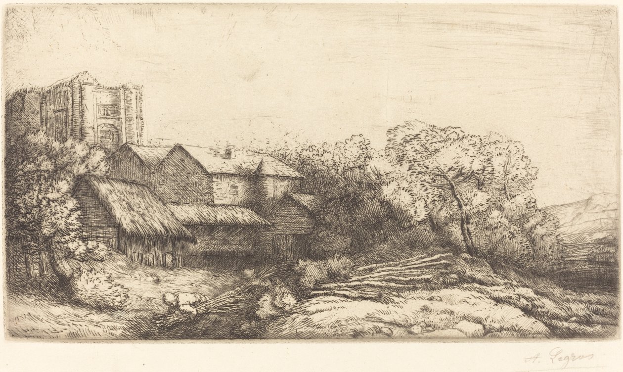Gård ved klosteret The Abbey Farm. av Alphonse Legros