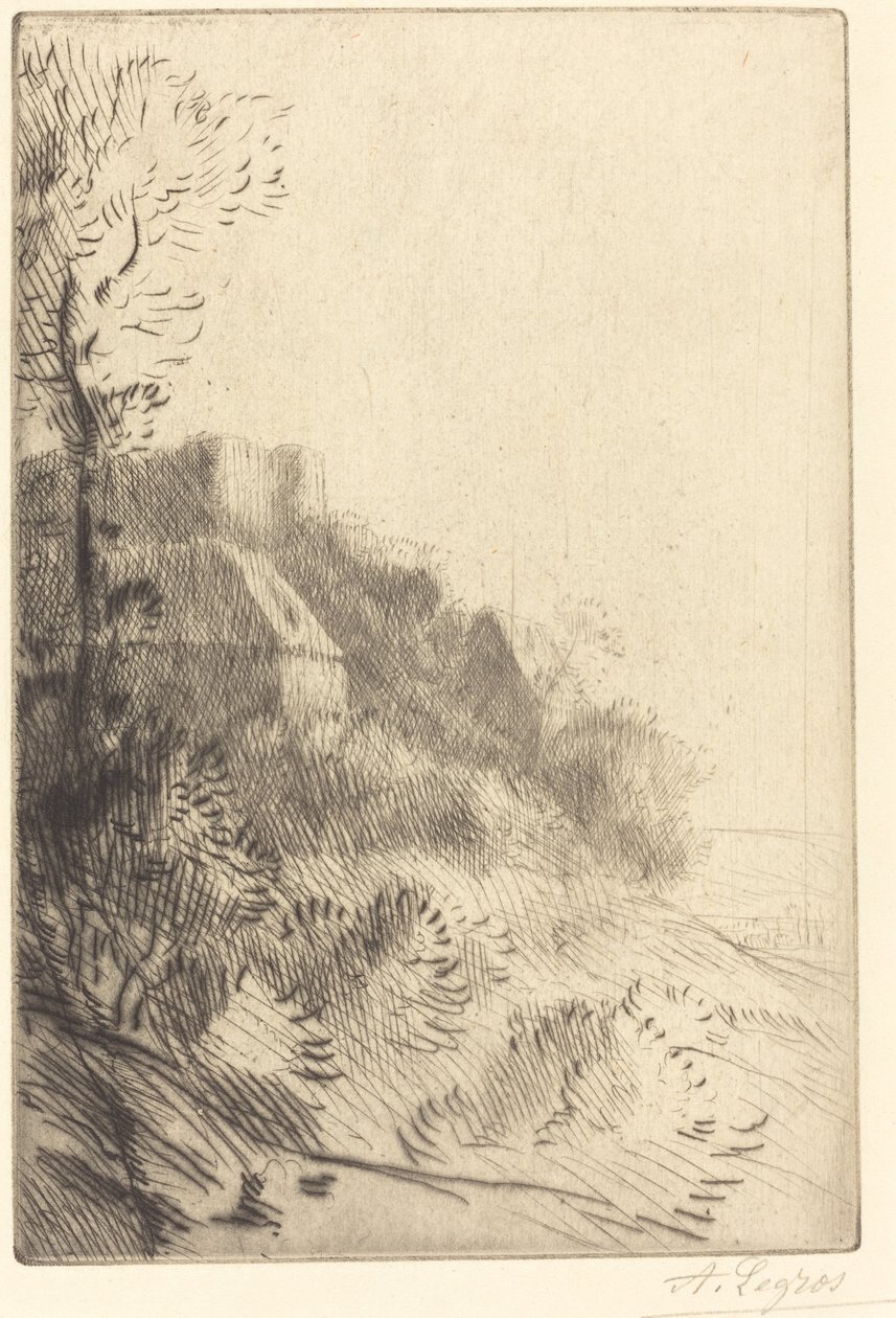 Gård på en åsside i sollys av Alphonse Legros