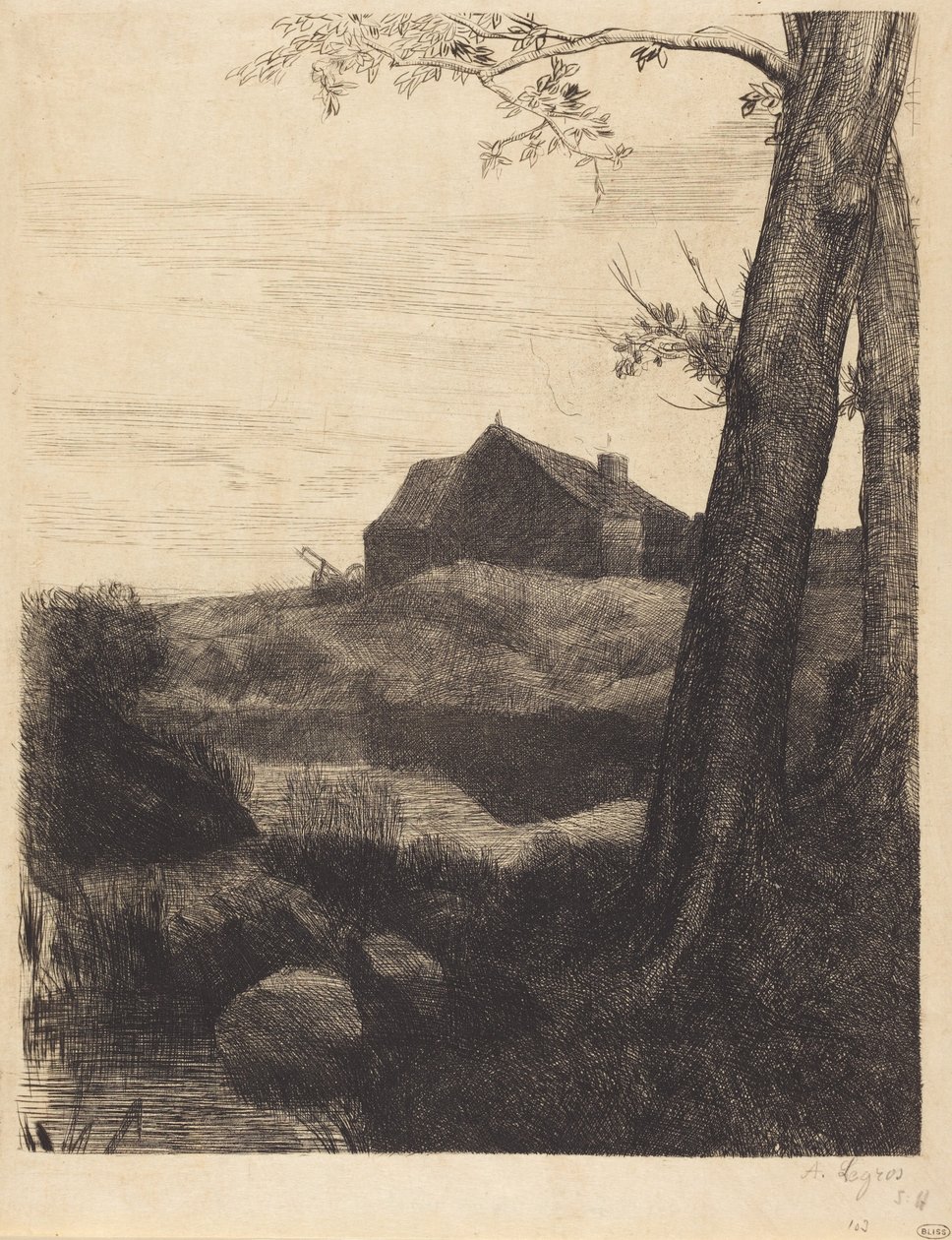 Gård med stort tre (La ferme au grand arbre) av Alphonse Legros