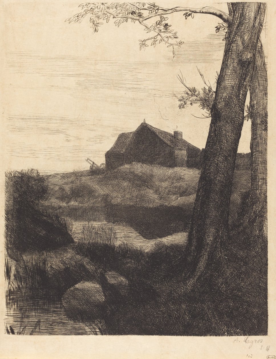 Gård med stort tre Gård med stort tre. av Alphonse Legros