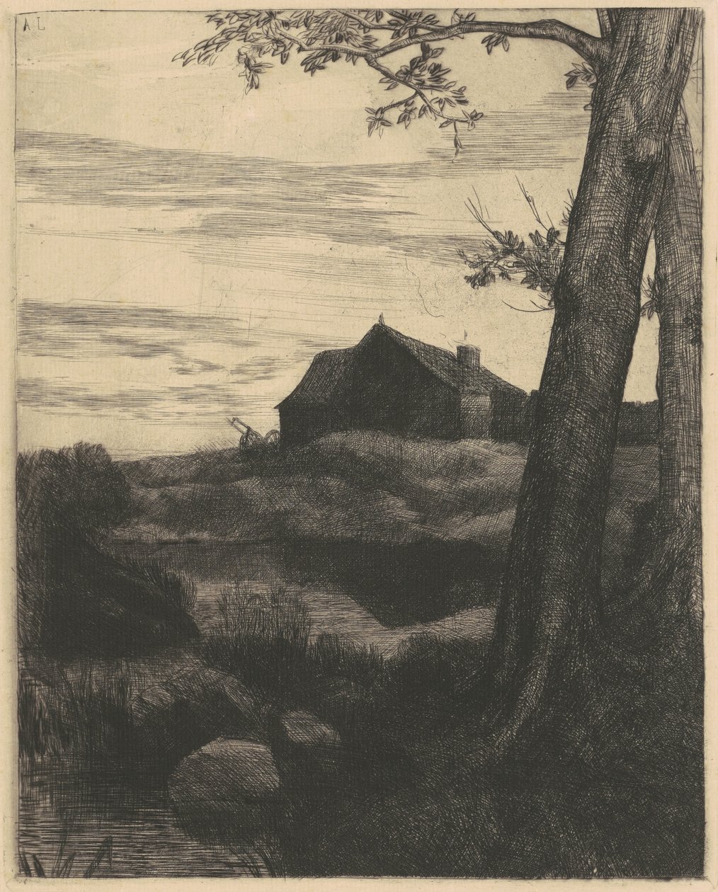 Gården med det store treet (La Ferme au Grand Arbre) av Alphonse Legros