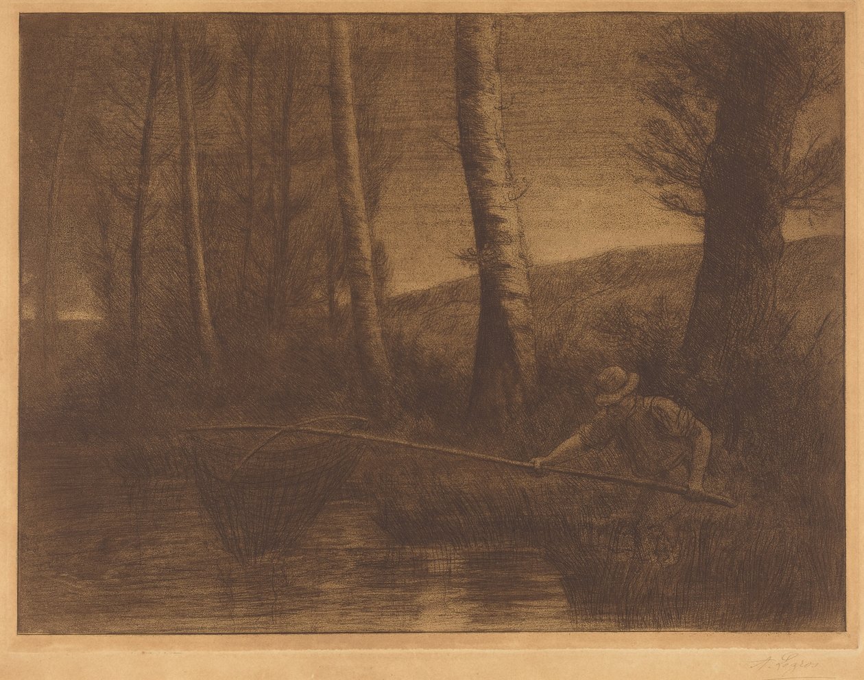 Fisker med håv av Alphonse Legros