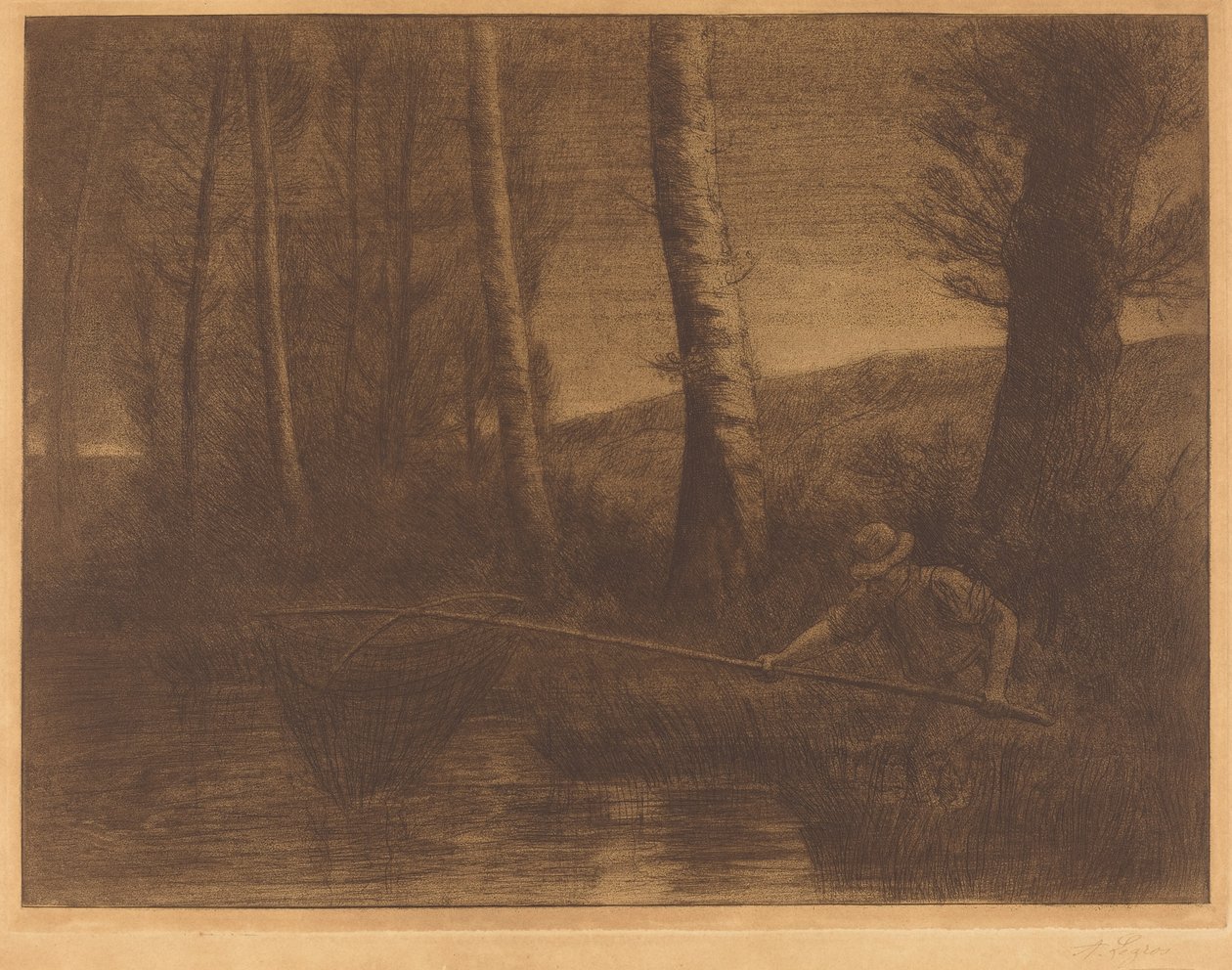Fisker med bøylenett La peche a la trøbbel. av Alphonse Legros
