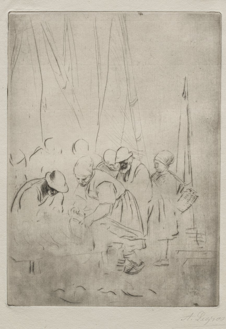 Fiskere på brygga ved Boulogne av Alphonse Legros