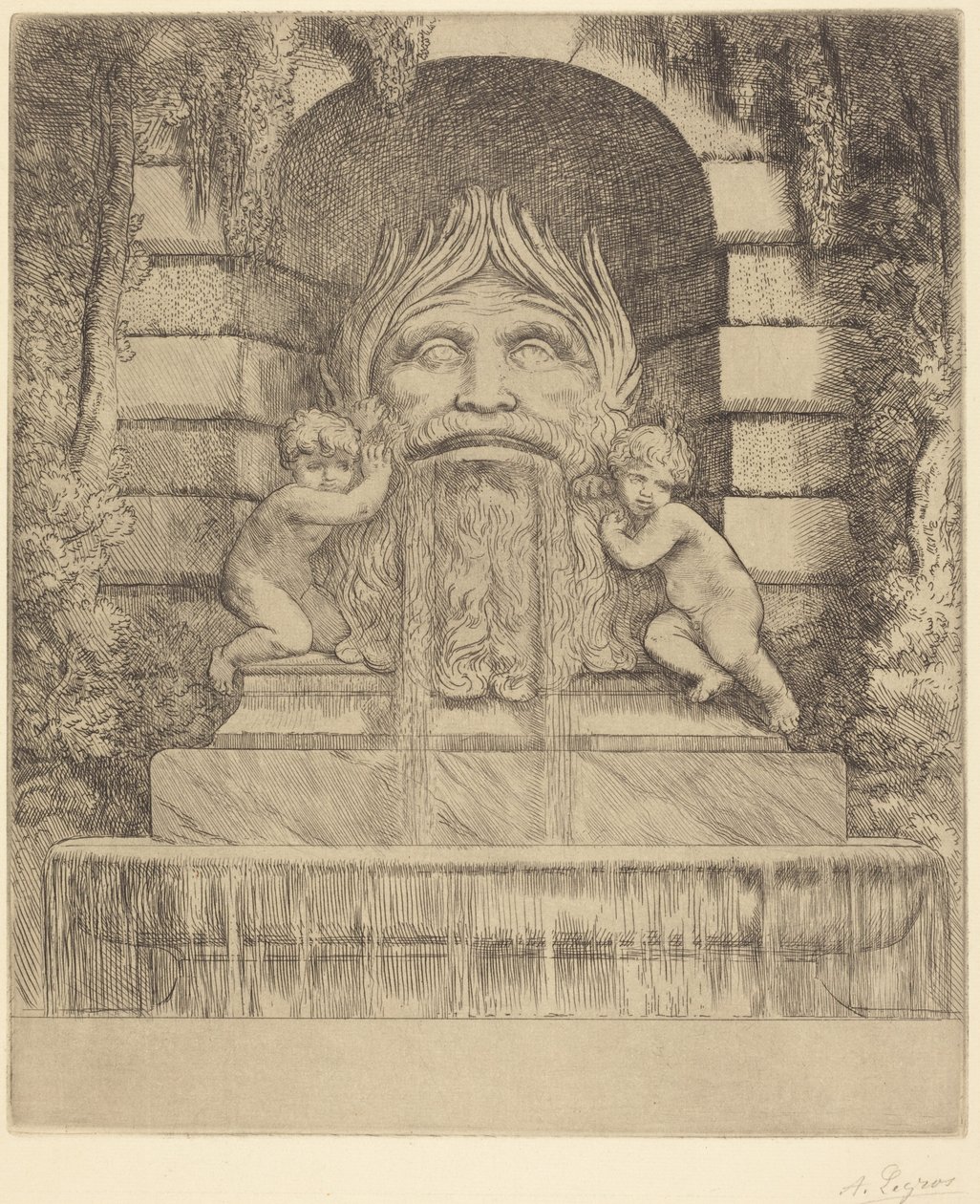Fontene: grotesk, barn og basseng av Alphonse Legros