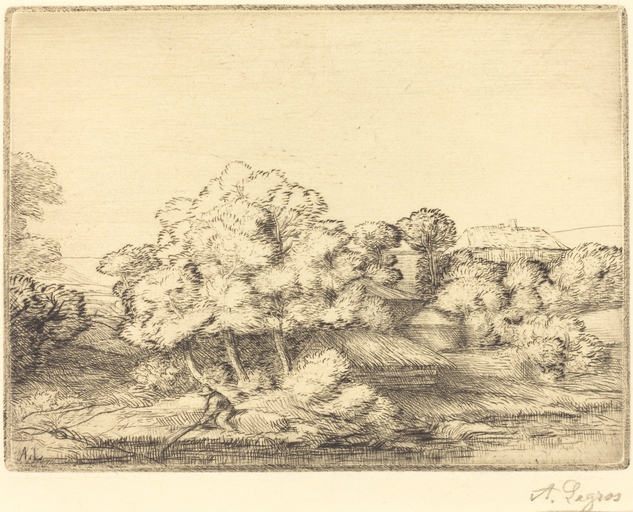 Hamlet nær innsjøen Grenda nær innsjøen. av Alphonse Legros