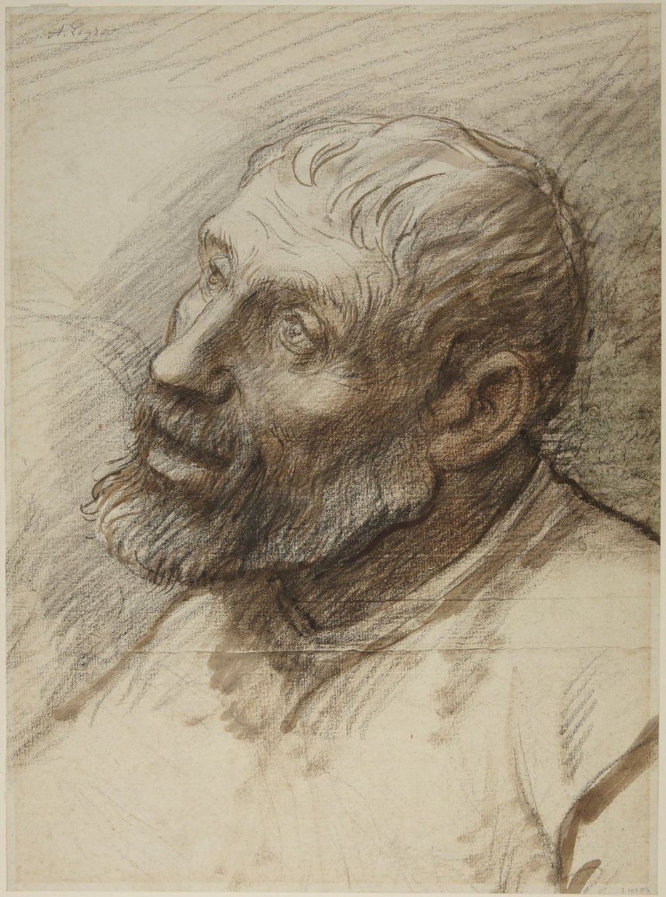 Hodet til en skjegget mann av Alphonse Legros