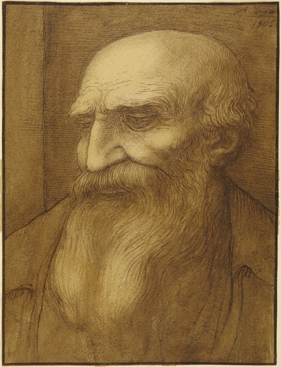 Hode av en skjegget mann av Alphonse Legros