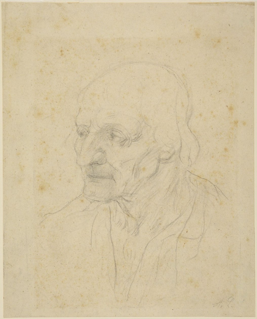 Hodestudie av en gammel mann av Alphonse Legros