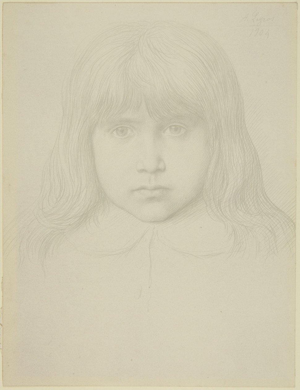 Hode av en ung gutt med langt hår av Alphonse Legros