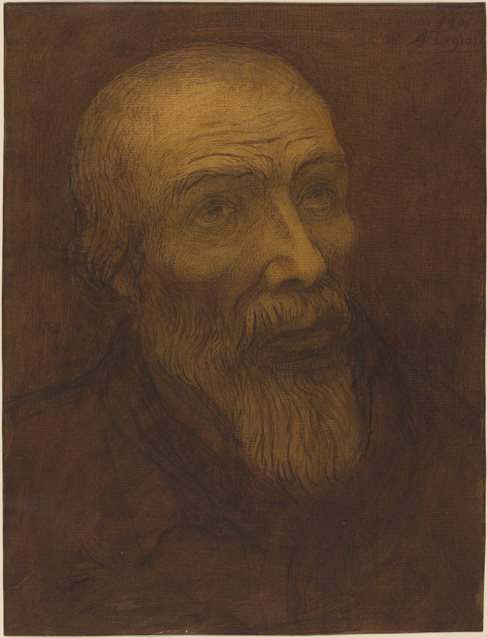 Hodet til en skallet mann med skjegg av Alphonse Legros