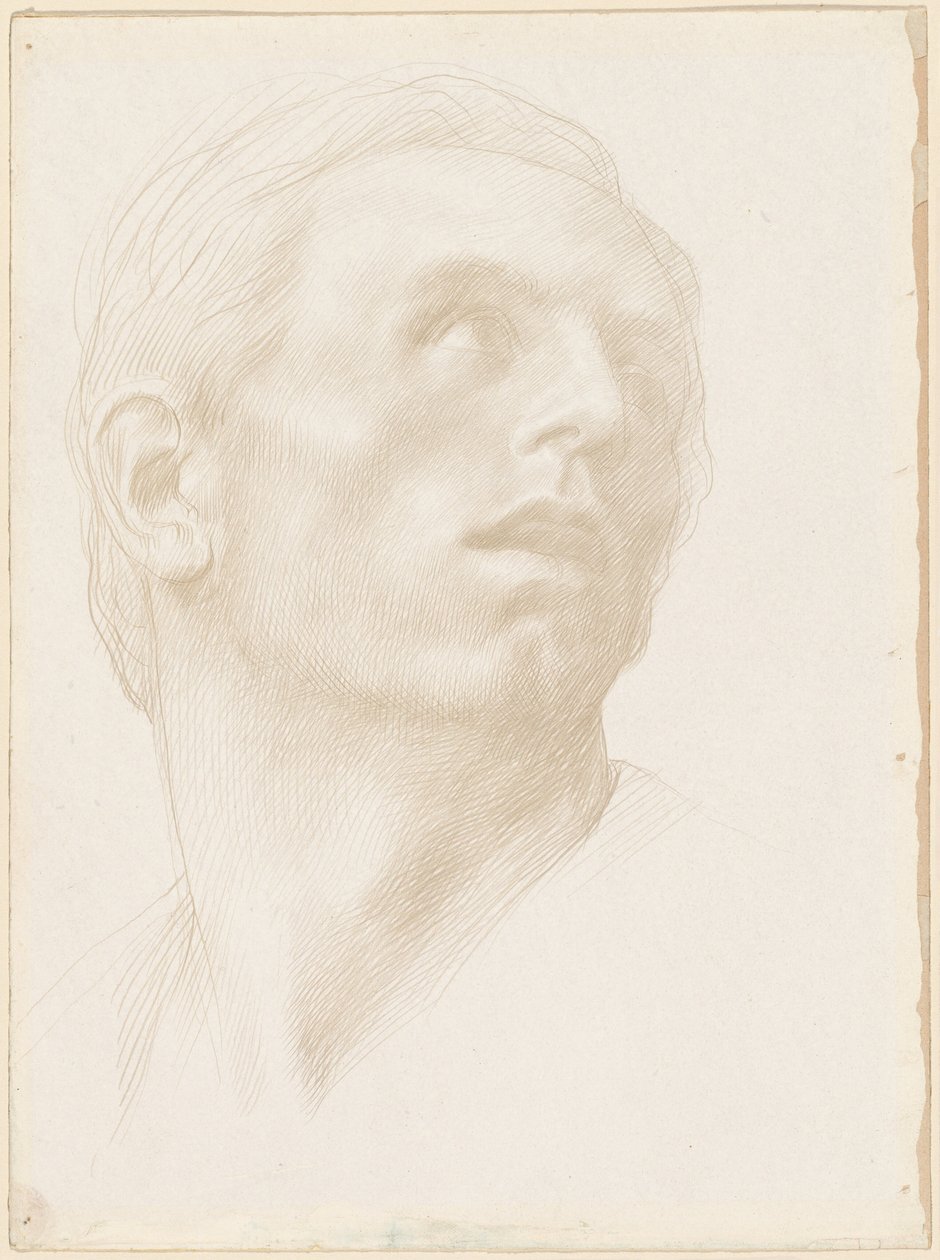 Leder av en mann som ser opp til høyre, 1890-tallet. av Alphonse Legros