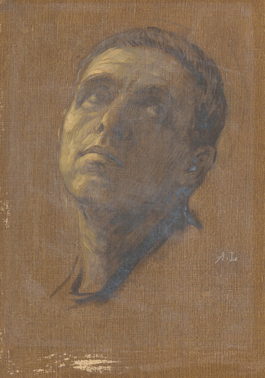 Hodet til en mann med oppvendte øyne av Alphonse Legros