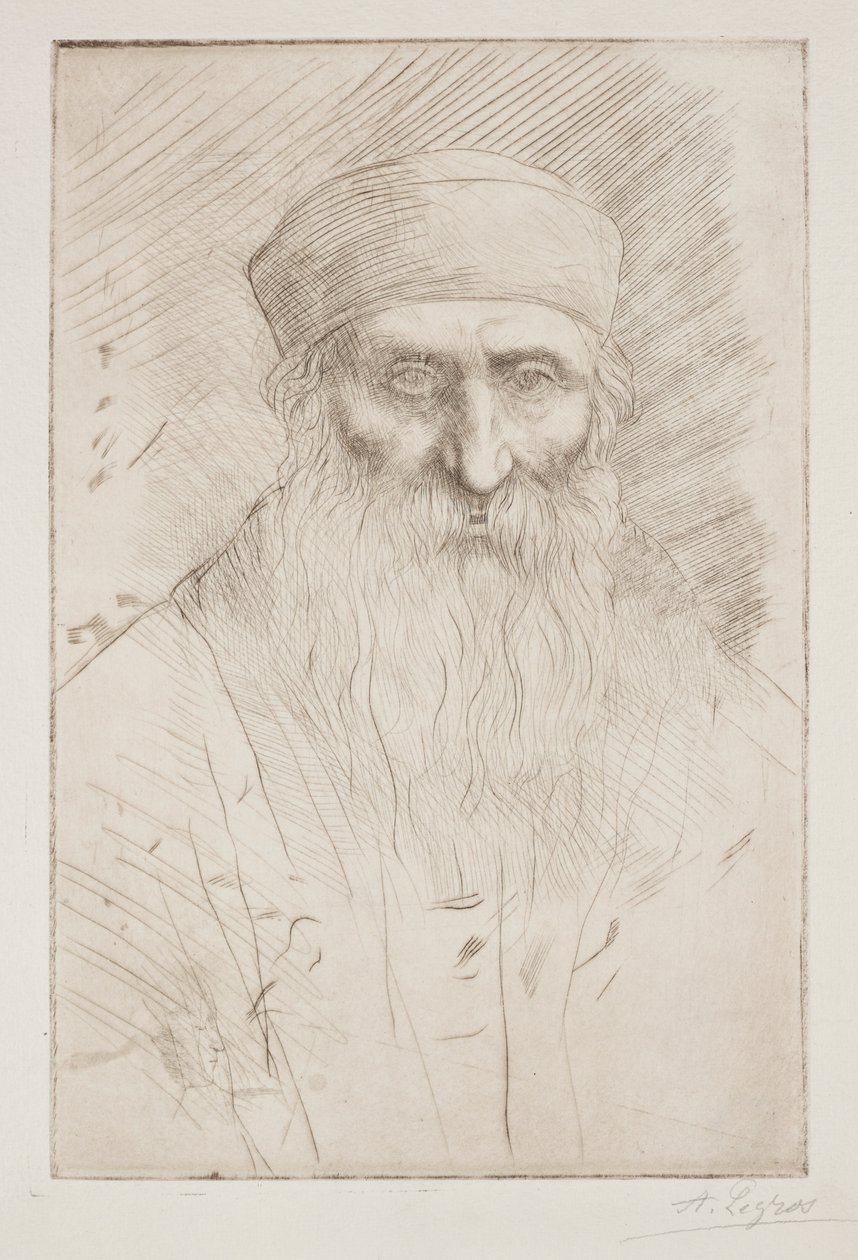 Hodet til en mann med langt skjegg. av Alphonse Legros