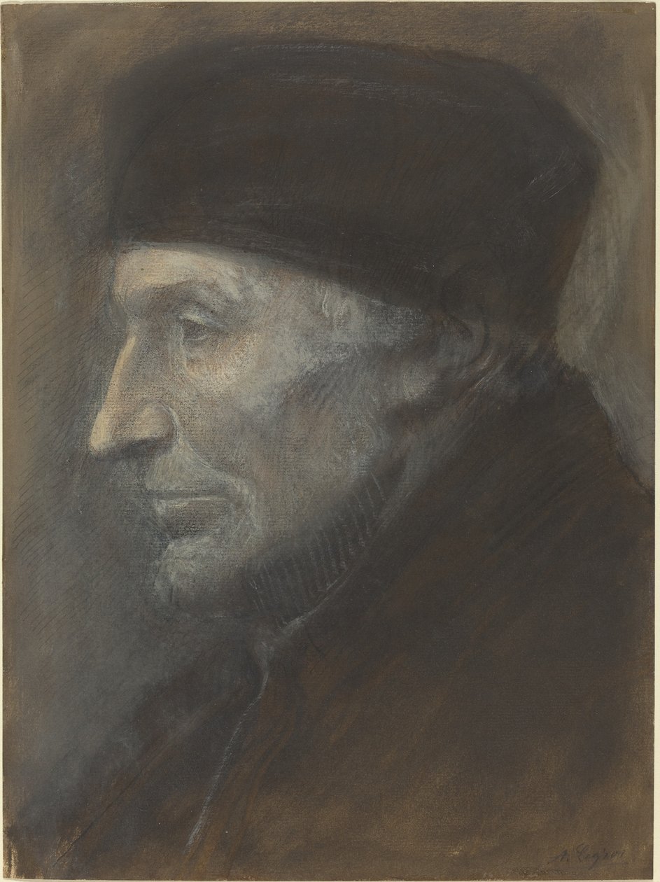 Hodet til en mann med en kalott av Alphonse Legros