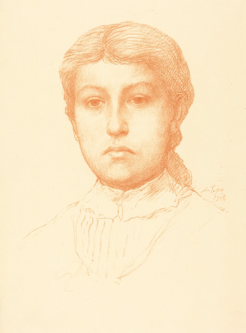 Hodet til en ung jente (Tete de jeune fille) av Alphonse Legros