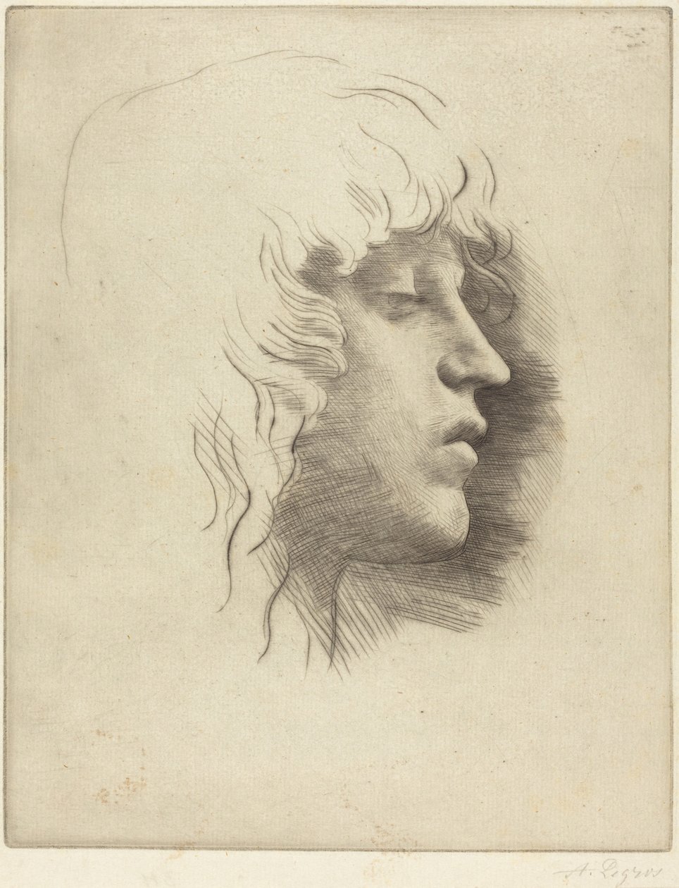 Hodet til en ung jente (Tete de jeune fille) av Alphonse Legros