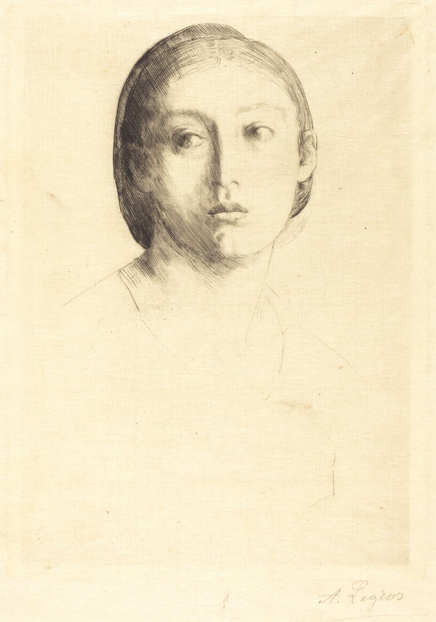 Hode av en ung jente av Alphonse Legros