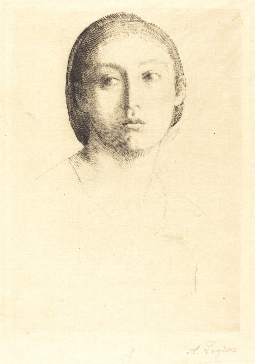 Hodet til en ung jente Hodet til en ung jente. av Alphonse Legros
