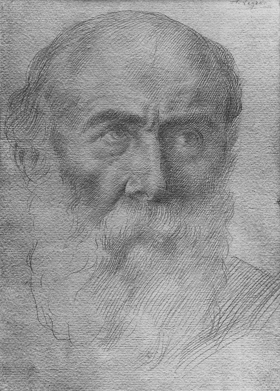 Hodet til en mann (gullpunkt på papir) av Alphonse Legros