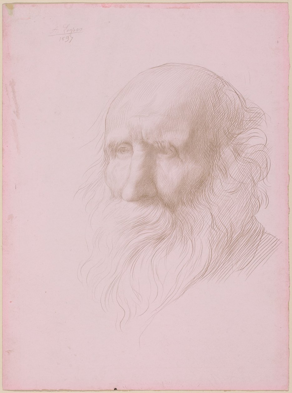 Hodestudie av en gammel mann av Alphonse Legros