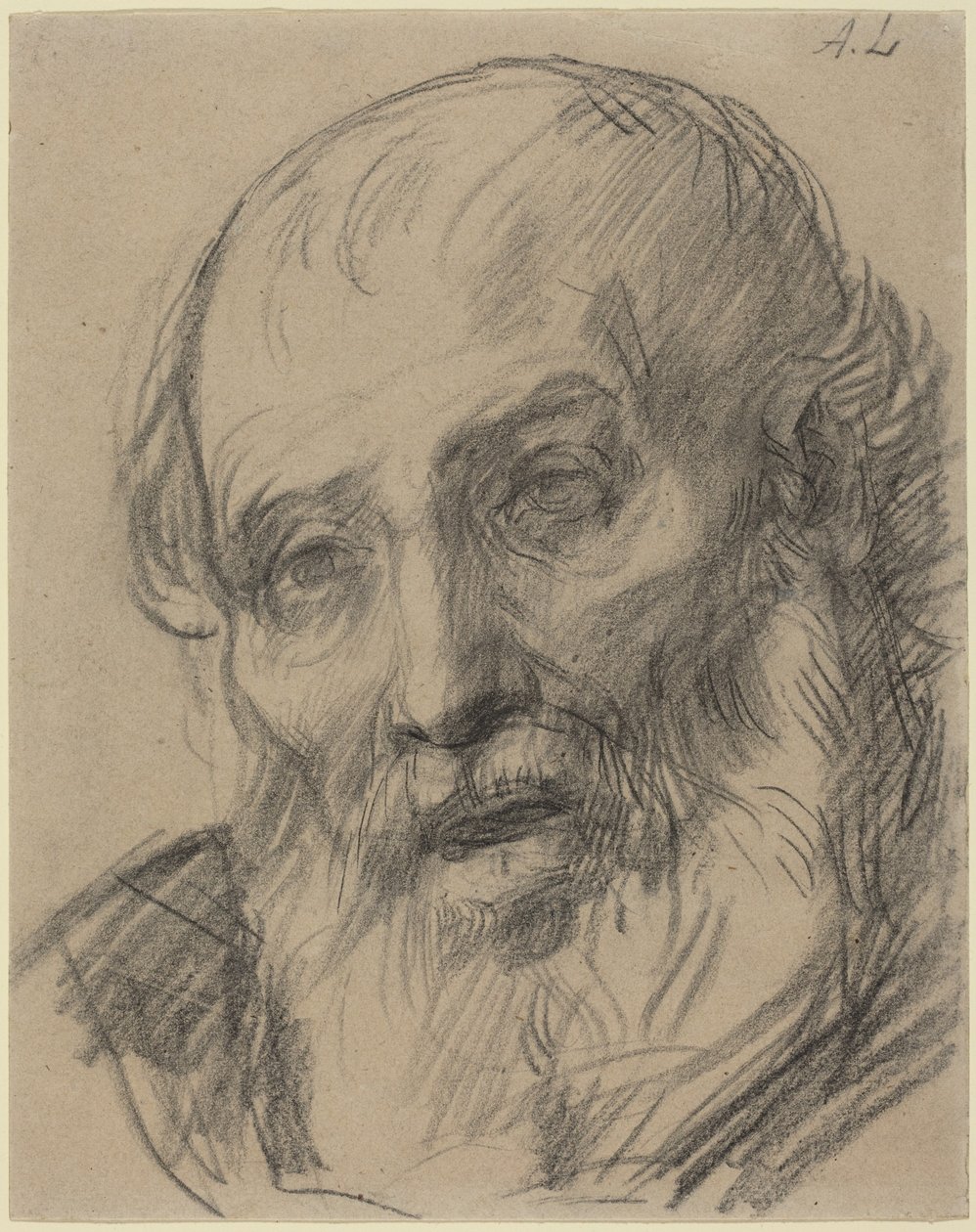 Hodestudie av en gammel mann av Alphonse Legros