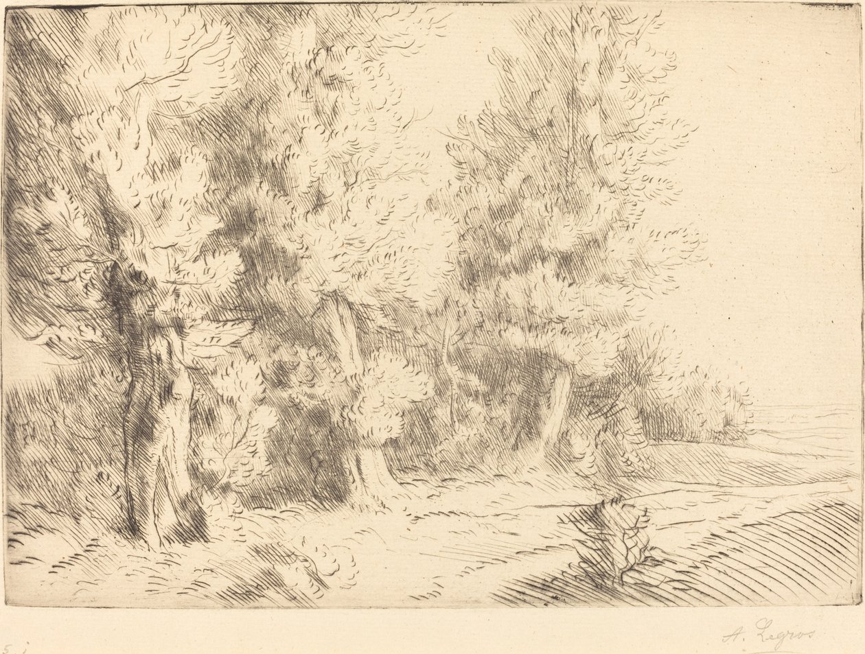 I Fontainebleau-skogen (Dans la foret de Fontainebleau) av Alphonse Legros