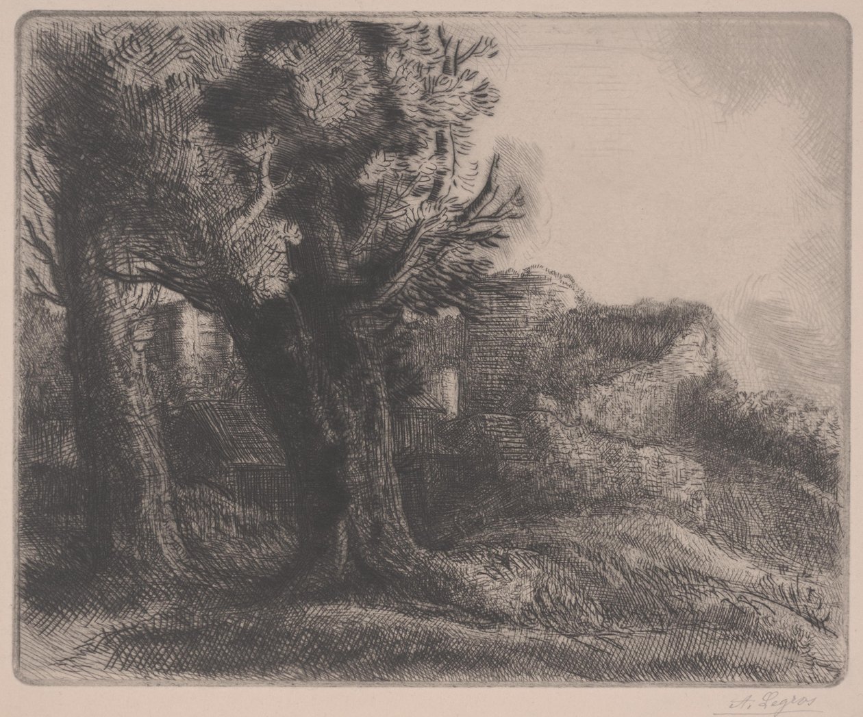 In the Ruins, midten av 1800-begynnelsen av det 20. århundre av Alphonse Legros